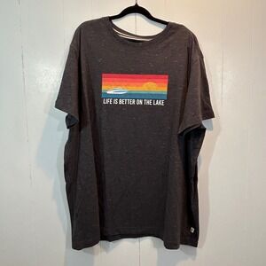 Lake & Trail Mens XXXL Charcoal Heather Graphic T-Shirt Life Better on the Lake
